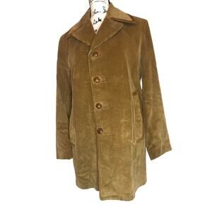 Vintage Lakeland Button Front Tan Corduroy Fully Lined Men Jacket Coat USA Sz 40